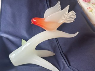 Figura Uccello in Cristallo di Murano Arancione Trasparente