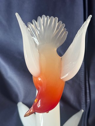 Figura Uccello in Cristallo di Murano Arancione Trasparente