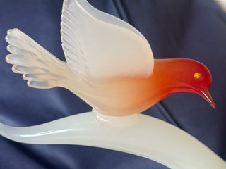 Figura Uccello in Cristallo di Murano Arancione Trasparente