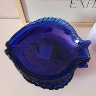 Vassoi Vintage Pesce in Cristallo Blu