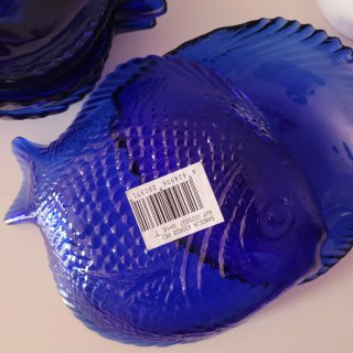 Vassoi Vintage Pesce in Cristallo Blu