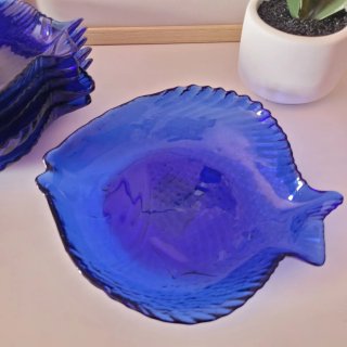 Vassoi Vintage Pesce in Cristallo Blu