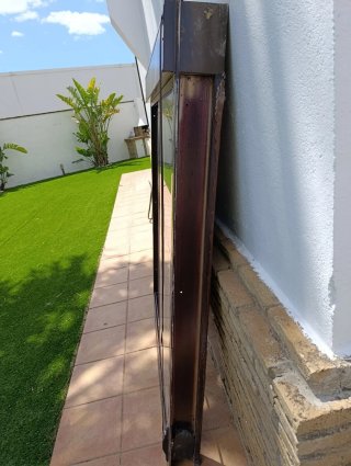Ventana corredera aluminio color nogal doble crist