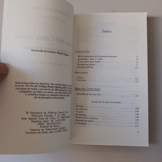 Libro Poema del Cante Jondo-Romancero Gitano-Lorca