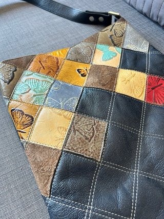 Bolso Mario Hernández Cuero Patchwork Mariposas.
