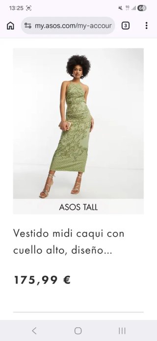 Vestido largo verde caqui de fiesta