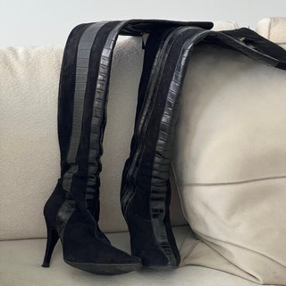 Botas altas Valentino ante y cuero negro