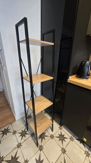 Scaffale a Gradini in Legno e Metallo