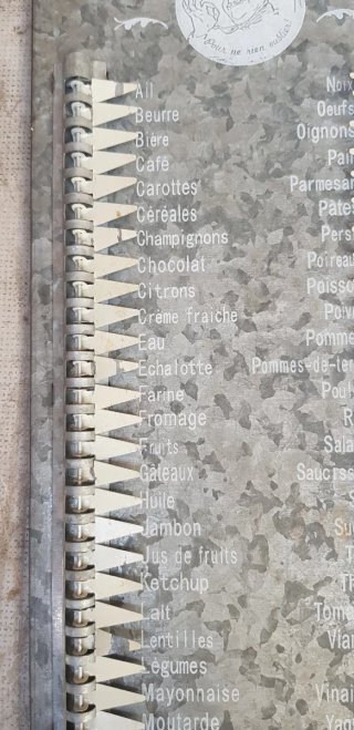 Lista de la compra antigua de chapa