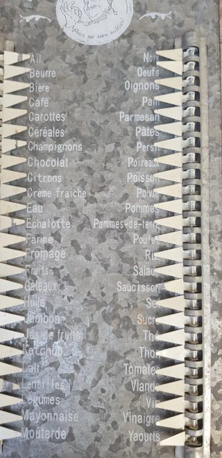 Lista de la compra antigua de chapa