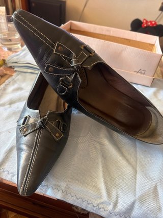 Zapatos de piel negros tacón 5,5 cm