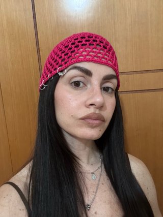 Cappello uncinetto rete fucsia, uncinetto, crochet