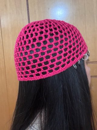Cappello uncinetto rete fucsia, uncinetto, crochet
