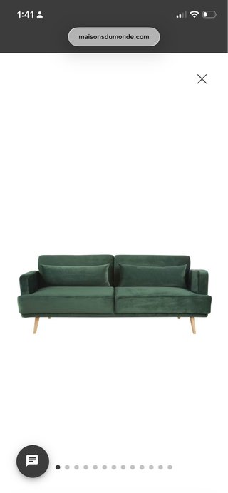 Sofá cama 3 plazas terciopelo verde