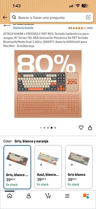 Teclado Mecánico Inalámbrico ATTACK SHARK M87