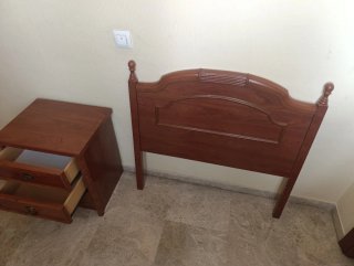 Cabecero cama 90 y mesilla noche madera