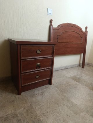 Cabecero cama 90 y mesilla noche madera