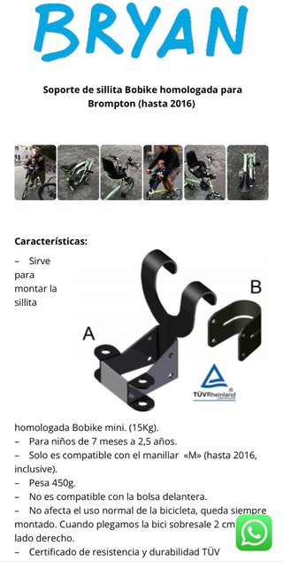 Sillita bici Bobike + Adaptador Brompton