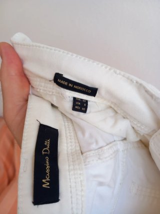 Massimo Dutti Pantalón Mujer Blanco