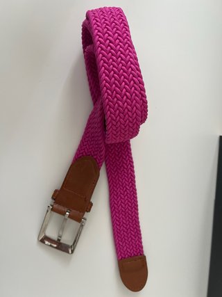 Cinturón trenzado rosa y marrón