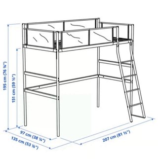 Estructura Cama Alta IKEA VITVAL Blanca/Gris