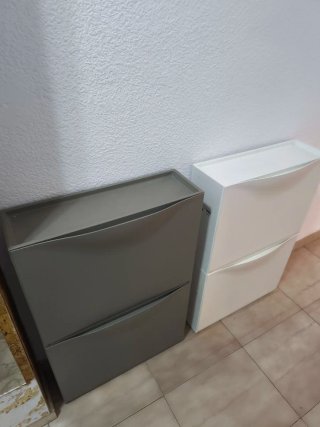 Zapatero IKEA Plástico Gris y Blanco