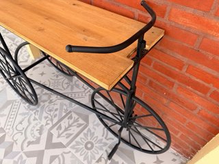 Mesa auxiliar bicicleta metal y madera