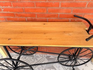 Mesa auxiliar bicicleta metal y madera