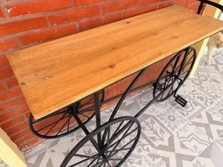 Mesa auxiliar bicicleta metal y madera
