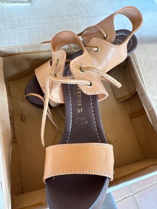 Sandalias de plataforma tacón madera