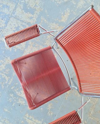 Silla scoubidou francesa. Vintage, 70s.