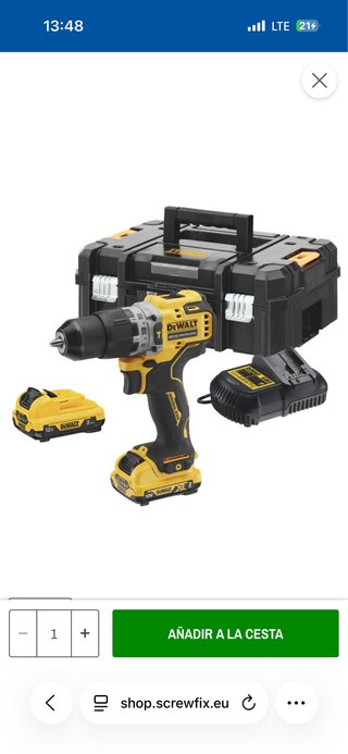 Taladro DeWalt sin cable y con 2 baterias