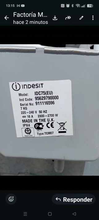 Filtro Secadora Indesit Nuevo