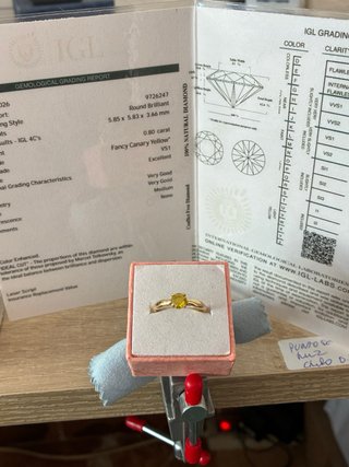 Anillo Oro 18k Diamante Amarillo 0.80 Ct