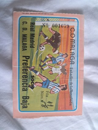 Entradas antiguas C.D. Málaga vs Real Madrid y Bar