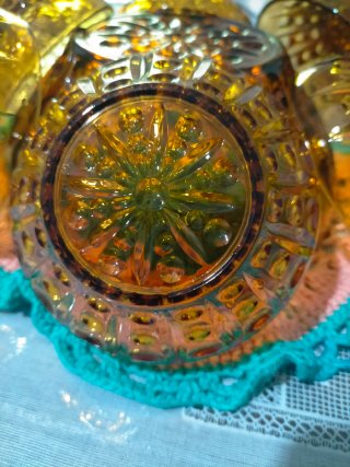 Juego Vintage Cristal Marrón Postre