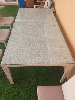 Conjunto mesa y sillas terraza blanco