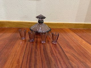 Elegante Juego Licor Vintage Cristal Amatista