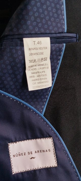 Traje Núñez Arenas Talla 46 azul oscuro