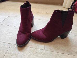 Botines ante granate tacón
