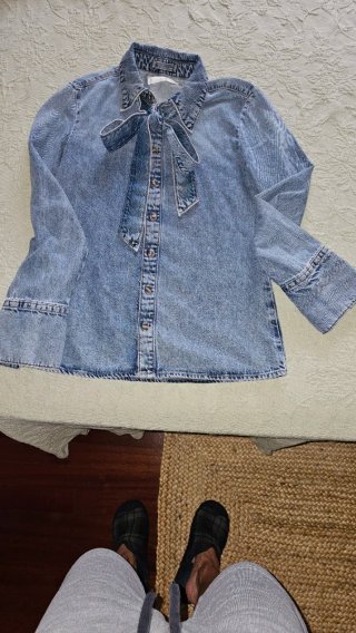 Camisa vaquera Mango lazo Talla XS