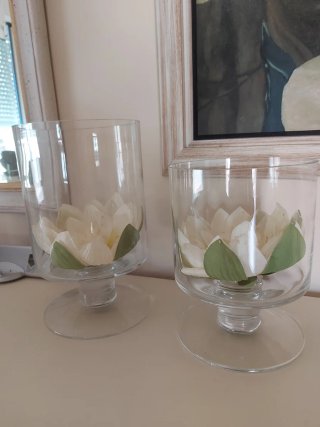 Conjunto 2 jarrones cristal flor