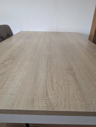 Mesa extensible roble claro y blanco