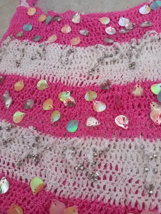 Top crochet niña 2 años lentejuelas