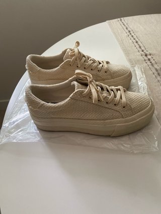 Zapatillas Zara Lona Mujer Beige