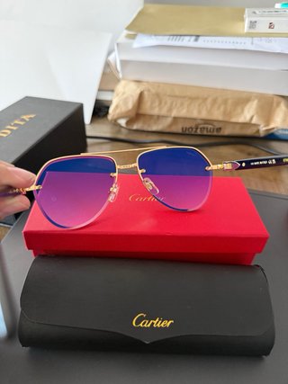 Gafas Cartier Aviador Dorado y Rosa