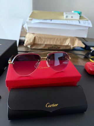 Gafas Cartier Aviador Dorado y Rosa