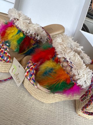 Sandalias plataforma tacón ancho multicolor