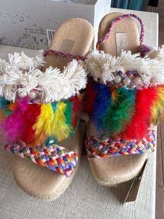 Sandalias plataforma tacón ancho multicolor