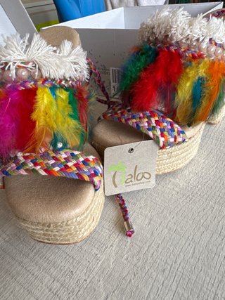 Sandalias plataforma tacón ancho multicolor